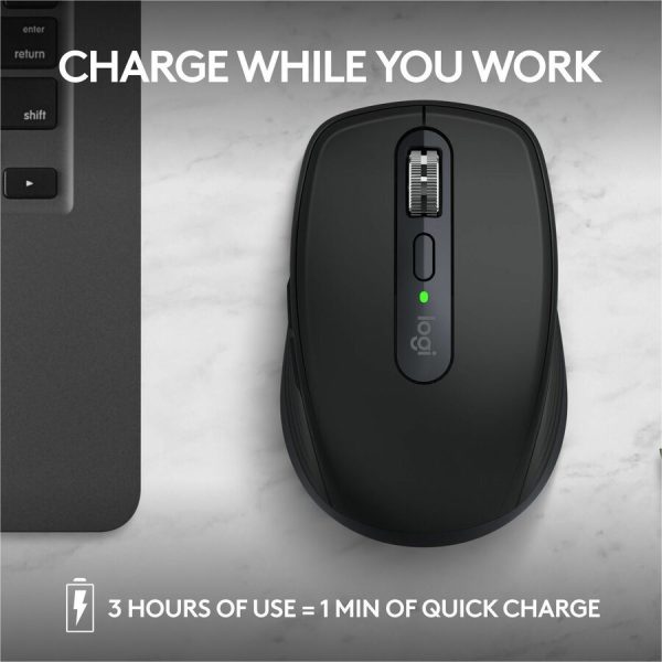 Logitech MX Anywhere 3S Compact Wireless Mouse, Fast Scrolling, 8K DPI Any-Surface Tracking, Quiet Clicks - Black - Image 7