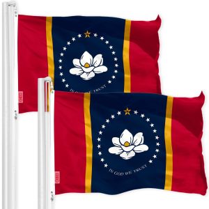 Mississippi 2020 Version Flag 3x5 Ft 2-Pack 150D Printed Polyester By G128