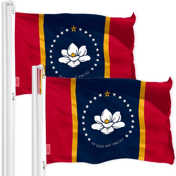 Mississippi 2020 Version Flag 3x5 Ft 2-Pack 150D Printed Polyester By G128