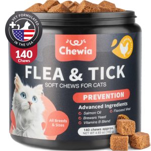Flea Treatment for Cats   Daily Oral Cat Flea and Tick Treatment Chews   Chewable Kitten Flea Treatment   Soft Treats for All Breeds & Ages   Natural Chicken Flavor Flea and Tick Supplement for Cats