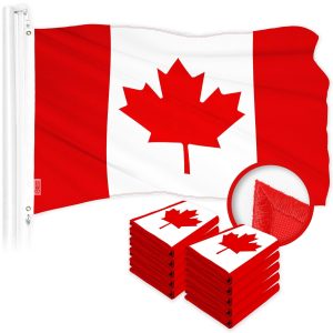 G128 10 Pack: Canada Canadian Flag | 3x6 Ft | ToughWeave Series Embroidered 300D Polyester | Country Flag, Embroidered Design, Indoor/Outdoor, Brass Grommets