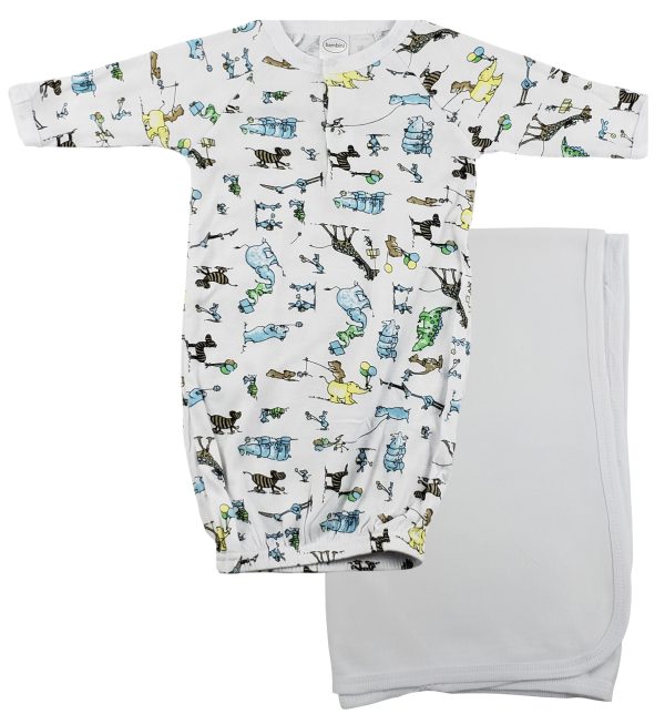 Print Infant Gown And Recieving Blanket Cs_0096