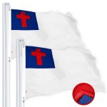 G128 2 Pack: Christian Flag | 2x3 Ft | StormFlyer Series Embroidered 220GSM Spun Polyester | Religious Flag, Embroidered Design, Indoor/Outdoor, Brass Grommets, Heavy Duty, All Weather