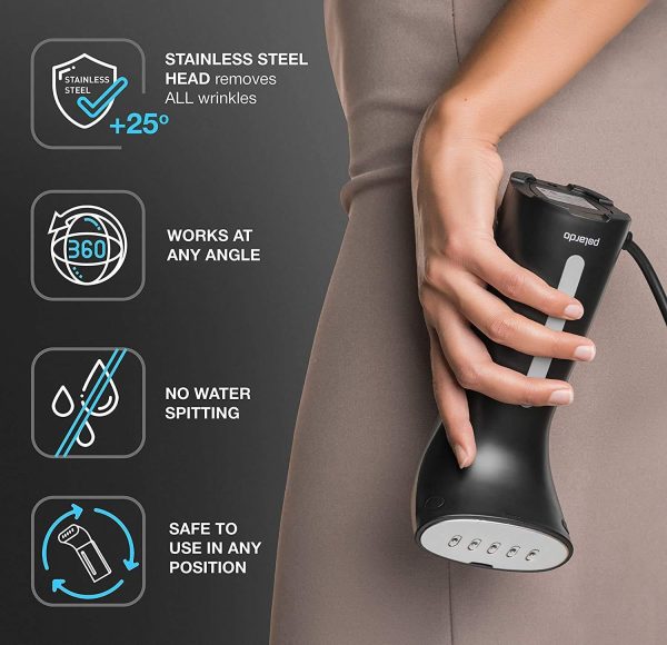 Steamer for Clothes Hand Held Portable Travel Garment Steamer Metal Steam Head 25s Heat Up Pump System Mini Size Handheld Steamer for Any Fabrics No Water Spitting 120V Black - Image 3
