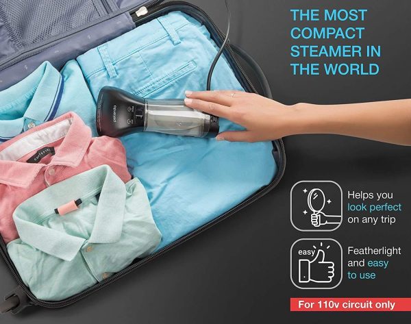 Steamer for Clothes Hand Held Portable Travel Garment Steamer Metal Steam Head 25s Heat Up Pump System Mini Size Handheld Steamer for Any Fabrics No Water Spitting 120V Black - Image 5