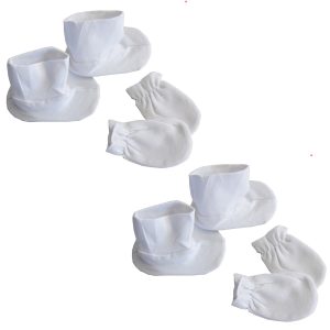 Infant Booties & Mitten Set White (pack Of 2) 110-2-packs