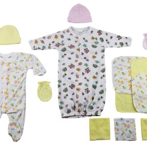 Sleep-n-play, Gown, Caps, Mittens And Washcloths - 14 Pc Set Cs_0040