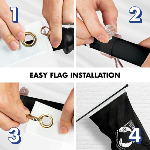 G128 Flag Pole 6 FT Black Tangle Free & POW MIA Flag Emb 3x5 FT Combo Embroidered Spun Polyester - Image 7