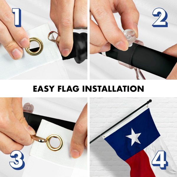 G128 Flag Pole 5 FT Black Tangle Free & Texas Flag 2x3 FT Combo Embroidered Spun Polyester - Image 7