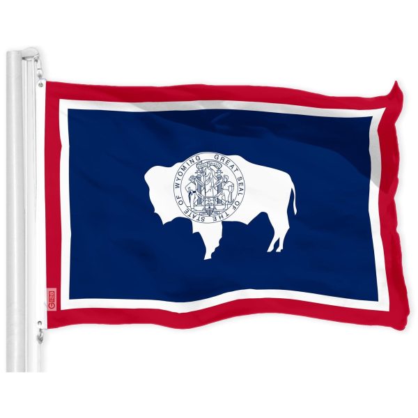 G128 Combo Pack: American USA Flag 3x5 Ft & Wyoming Flag 3x5 Ft, Both Printed 150D Polyester, Indoor/Outdoor, Brass Grommets - Image 2