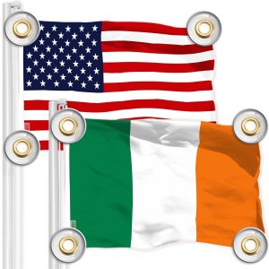G128 Combo Pack: American USA Flag 3x5 Ft & Ireland Irish Flag 3x5 Ft | Both LiteWeave Pro Series Printed 150D Polyester, 4 Corner Brass Grommets, Perfect For Balcony/Wall