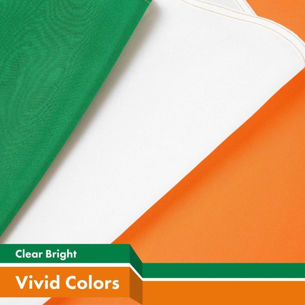 G128 Combo Pack: American USA Flag 3x5 Ft & Ireland Irish Flag 3x5 Ft | Both LiteWeave Pro Series Printed 150D Polyester, 4 Corner Brass Grommets, Perfect For Balcony/Wall - Image 4