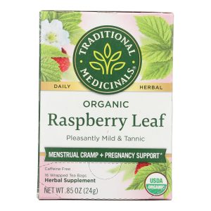 Traditional Medicinals Organic Raspberry Leaf Herbal Tea - 16 Tea Bags - Case of 6