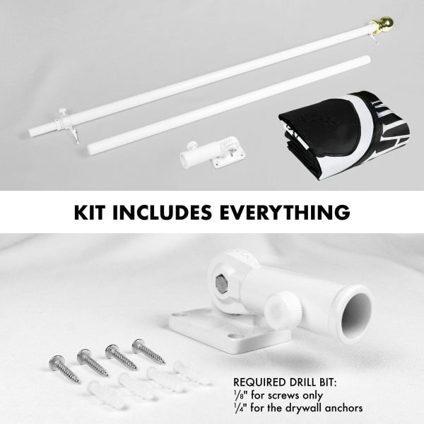 G128 - 5 Feet Tangle Free Spinning Flagpole (White) POW/MIA Flag Double Sided Brass Grommets Embroidered 2x3 ft (Flag Included) Aluminum Flag Pole - Image 2