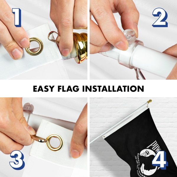G128 - 5 Feet Tangle Free Spinning Flagpole (White) POW/MIA Flag Double Sided Brass Grommets Embroidered 2x3 ft (Flag Included) Aluminum Flag Pole - Image 7