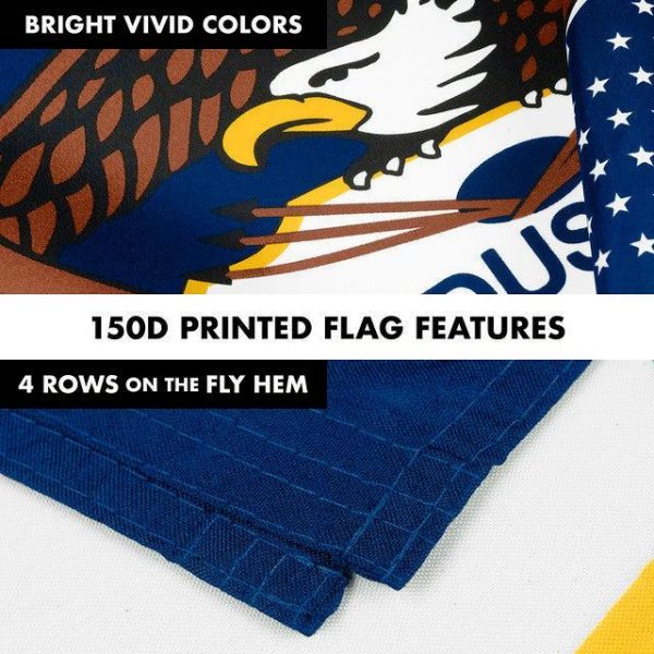 G128 Combo Pack: 6 Feet Tangle Free Spinning Flagpole (White) Utah UT State Flag 3x5 ft Printed 150D Brass Grommets (Flag Included) Aluminum Flag Pole - Image 5