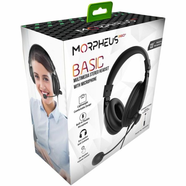 Morpheus 360 Basic Multimedia Stereo Headset - Adjustable Microphone - Lightweight Comfortable Design - Eco Leather Ear Cushions - HS3000S - Image 3
