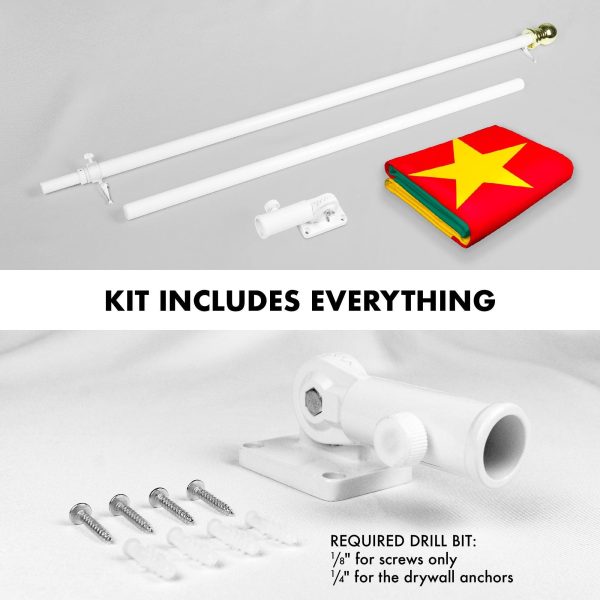 G128 Combo Pack: 6 Feet Tangle Free Spinning Flagpole (White) Cameroon Cameroonian Flag 3x5 ft Printed 150D Brass Grommets (Flag Included) Aluminum Flag Pole - Image 2
