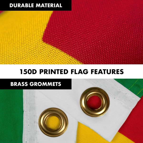 G128 Combo Pack: 6 Feet Tangle Free Spinning Flagpole (White) Cameroon Cameroonian Flag 3x5 ft Printed 150D Brass Grommets (Flag Included) Aluminum Flag Pole - Image 4
