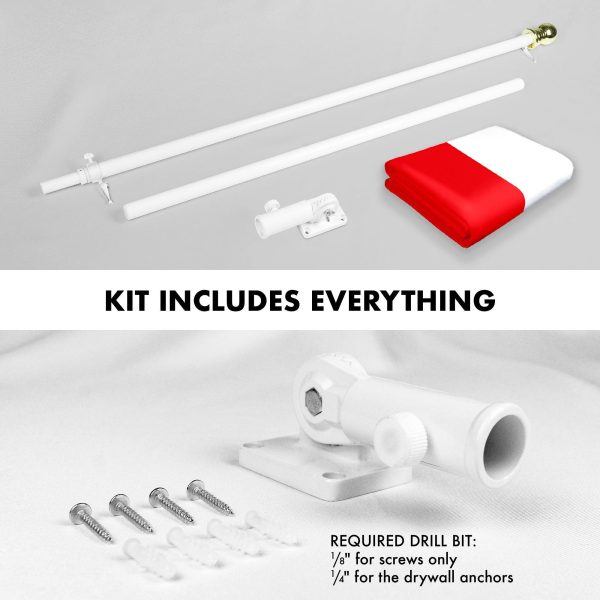 G128 Combo Pack: 6 Feet Tangle Free Spinning Flagpole (White) Poland Polish Flag 3x5 ft Printed 150D Brass Grommets (Flag Included) Aluminum Flag Pole - Image 2