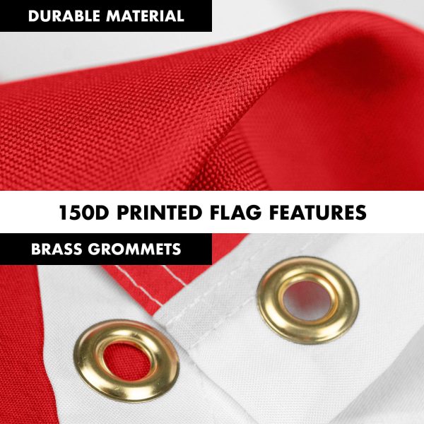 G128 Combo Pack: 6 Feet Tangle Free Spinning Flagpole (White) Poland Polish Flag 3x5 ft Printed 150D Brass Grommets (Flag Included) Aluminum Flag Pole - Image 4