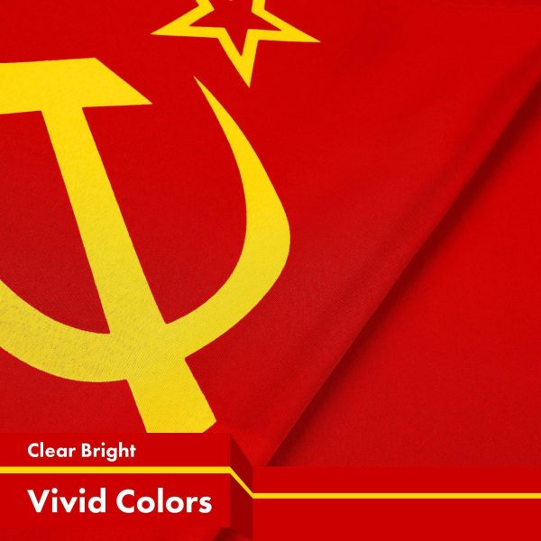 G128 5 Pack: Union of Soviet Socialist Republics USSR Flag | 3x5 Ft | LiteWeave Pro Series Printed 150D Poly | Indoor/Outdoor, Vibrant Colors, Brass Grommets, Thicker and More Durable Than 100D 75D - Image 3