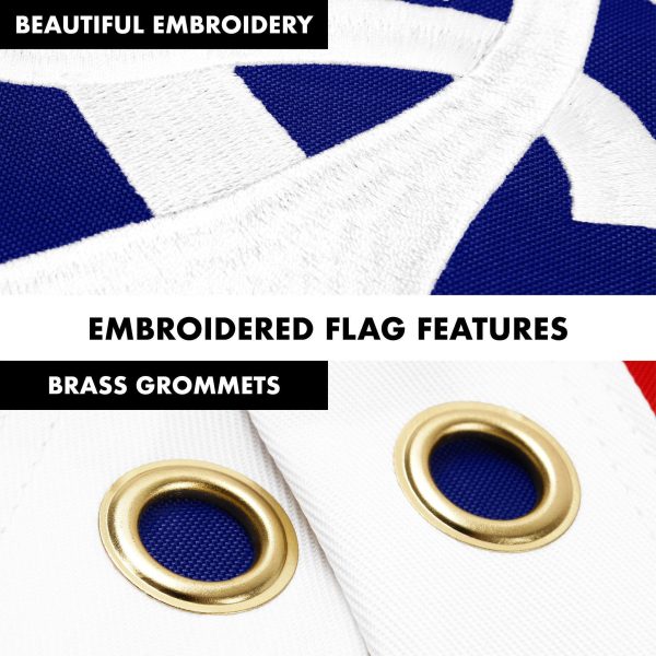 G128 Combo Pack: 5 Ft Tangle Free Aluminum Spinning Flagpole (Black) & American USA Yacht Ensign Flag 2x3 Ft, ToughWeave Series Embroidered 300D Polyester | Pole with Flag Included - Image 4