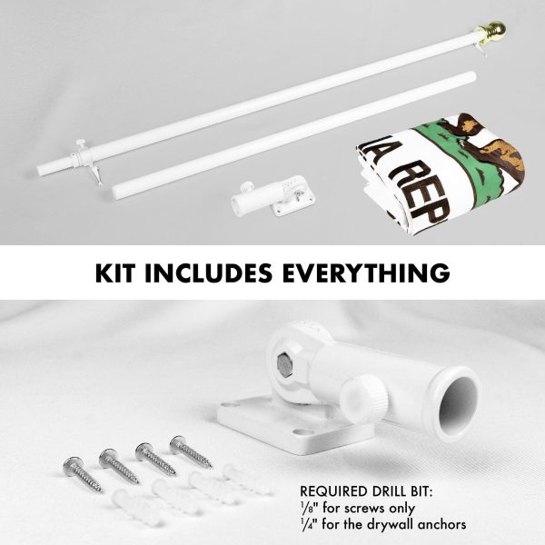 G128 - 5 Feet Tangle Free Spinning Flagpole (White) California Flag Double Sided Brass Grommets Embroidered 2x3 ft (Flag Included) Aluminum Flag Pole - Image 2