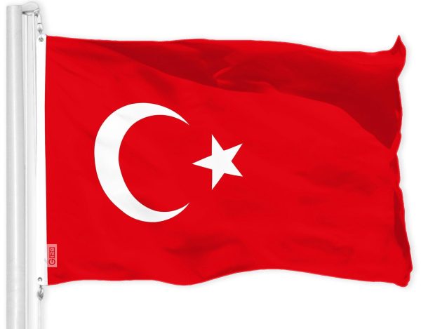 G128 Combo Pack: American USA Flag 3x5 Ft & Turkey Flag 3x5 Ft, Both Printed 150D Polyester, Indoor/Outdoor, Brass Grommets - Image 2