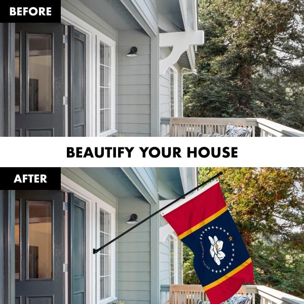 G128 Combo Pack: 6 Feet Tangle Free Spinning Flagpole (Black) Mississippi MS State Flag 3x5 ft Printed 150D Brass Grommets (Flag Included) Aluminum Flag Pole - Image 3