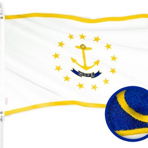 G128 Rhode Island State Flag | 2.5x4 Ft | ToughWeave Series Embroidered 300D Polyester | Embroidered Design, Indoor/Outdoor, Brass Grommets