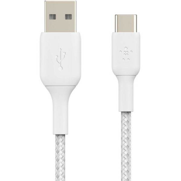 Belkin Braided USB-C to USB-A Cable (1m / 3.3ft, White) - Image 2