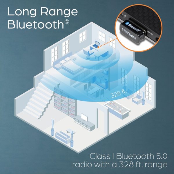 TRENDnet Micro Bluetooth 5.0 USB Adapter, Supports Basic Rate(BR), Bluetooth Low Energy(BLE), Enhanced Data Rate(EDR), 100m (328ft.) Range, Supports Windows OS, Black, TBW-110UB - Image 3