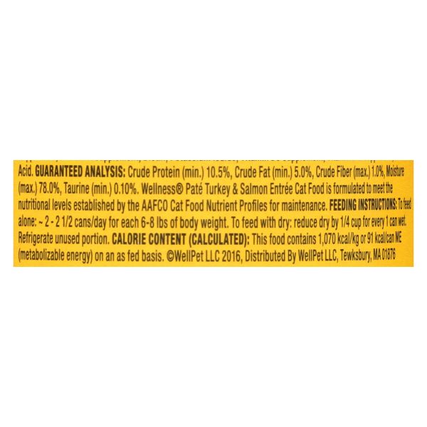 Wellness Pet Products Cat Food - Turkey and Salmon Recipe - Case of 24 - 3 oz.