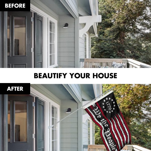 G128 Combo Pack: 6 Ft Tangle Free Aluminum Spinning Flagpole (Silver) & We the People American Flag 3x5 Ft, LiteWeave Pro Series Printed 150D Polyester | Pole with Flag Included - Image 3