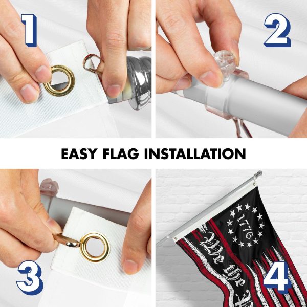 G128 Combo Pack: 6 Ft Tangle Free Aluminum Spinning Flagpole (Silver) & We the People American Flag 3x5 Ft, LiteWeave Pro Series Printed 150D Polyester | Pole with Flag Included - Image 7