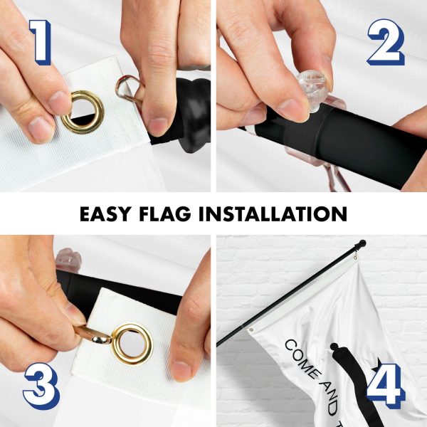 G128 Combo Pack: Flag Pole 5 FT Black Tangle Free & Come and Take It Flag 2x3 FT Double Sided Embroidered 210D Heavy Duty Polyester - Indoor/Outdoor, Vibrant Colors, Brass Grommets, 3-ply - Image 7