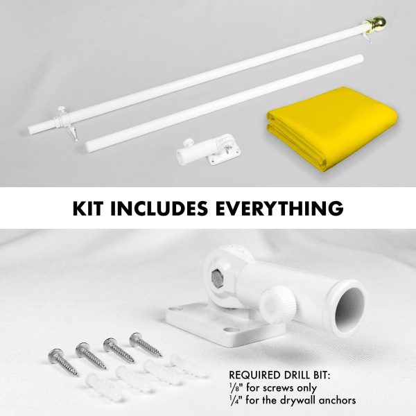 G128 Combo Pack: 5 Ft Tangle Free Aluminum Spinning Flagpole (White) & Solid Yellow Color Flag 2.5x4 Ft, LiteWeave Pro Series Printed 150D Polyester | Pole with Flag Included - Image 2