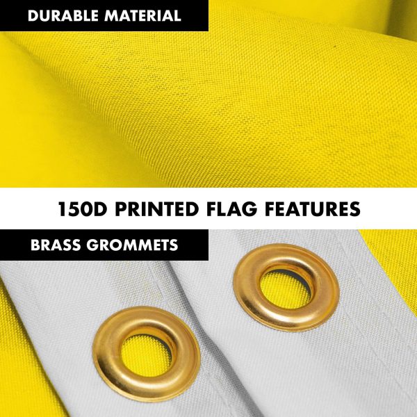 G128 Combo Pack: 5 Ft Tangle Free Aluminum Spinning Flagpole (White) & Solid Yellow Color Flag 2.5x4 Ft, LiteWeave Pro Series Printed 150D Polyester | Pole with Flag Included - Image 4