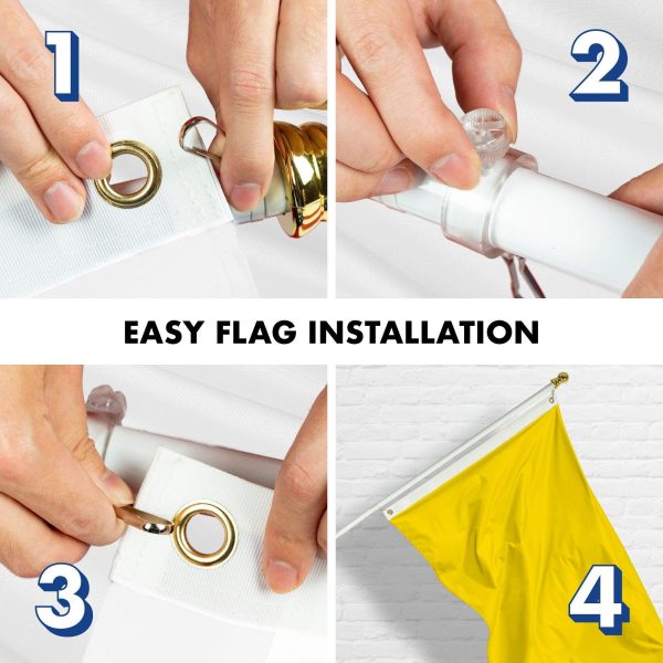 G128 Combo Pack: 5 Ft Tangle Free Aluminum Spinning Flagpole (White) & Solid Yellow Color Flag 2.5x4 Ft, LiteWeave Pro Series Printed 150D Polyester | Pole with Flag Included - Image 7