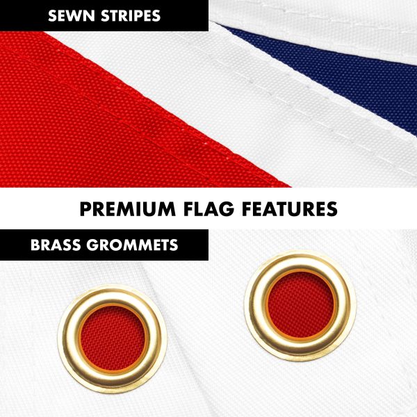 G128 Combo Pack: 6 Ft Tangle Free Aluminum Spinning Flagpole (White) & United Kingdom UK Flag 3x5 Ft, ToughWeave Series Embroidered 300D Polyester | Pole with Flag Included - Image 4