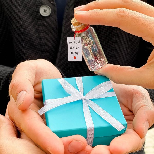 Anniversary Gift for Her & Him Romantic Present for Boyfriend Girlfriend Custom Message I Love You Gifts to Wife Husband (Key   You Hold the Key to My Heart in Teal Blue Box) - Image 3