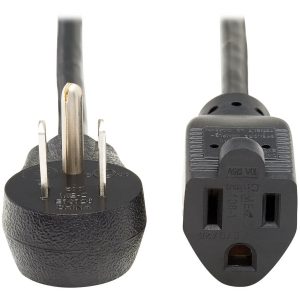 Eaton Tripp Lite Series Power Extension Cord, Right-Angle NEMA 5-15P to NEMA 5-15R - 10A, 120V, 18 AWG, 15 ft. (4.57 m), Black