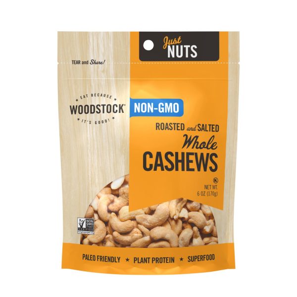 Woodstock Non-GMO Whole Cashews, Roasted and Salted - Case of 8 - 6 OZ - Image 2