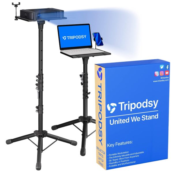 Projector Tripod Stand with Adjustable Height 24 64 Inches Standing Laptop Floor Riser Portable Multifunctional Space Saver Desk for DJ Outdoor Mobile Workstation for Studio Home Office