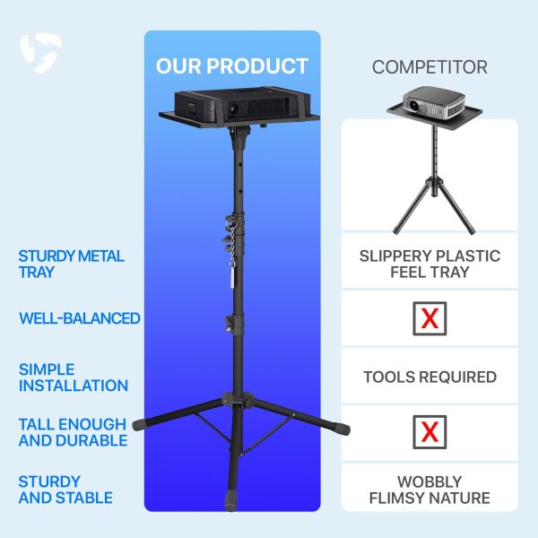 Projector Tripod Stand with Adjustable Height 24 64 Inches Standing Laptop Floor Riser Portable Multifunctional Space Saver Desk for DJ Outdoor Mobile Workstation for Studio Home Office - Image 4