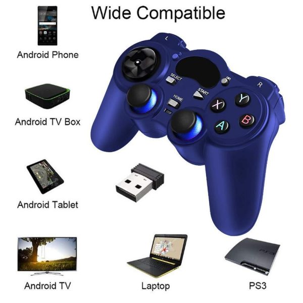 USB Wireless Gaming Controller Gamepad for PC Laptop Computer(Windows XP 7 8 10) & PS3 & Android & Steam (Blue) - Image 4