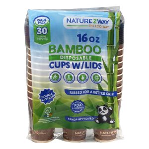 Naturezway - Cups W/lids Bamboo 30 Ct - Case of 8-30 CT