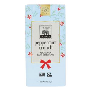 Our Endangered Species Chocolate Dark Chocolate Bar With Peppermint Crunch  - Case of 12 - 3 OZ