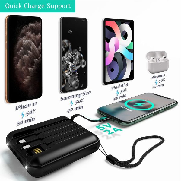 Wireless Portable Charger Power Bank 10000mAh Portable Phone ChargeriPhone Charger with Built in 4 Cable USB C Wireless Charging External Battery Pack Backup Compatible with iPhone Samsung iPad 1 - Image 2